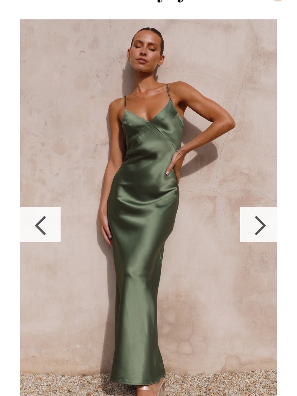 NWT Satin Slip Maxi Dress in Olive Green
(Aussie 10) Fits like a US 6